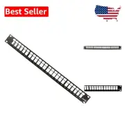 UL Approved 1RU 24-Port QuickPort Network Patch Panel with Rear Cable Management