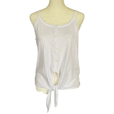 Loft women's size small white stretchy button down tie front tank top summer