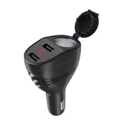 Z34 3.1A Dual USB Interface Thunder Smart Car Charger with Digital Display & Cigarette Lighter(Black)