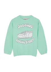 Mini Rodini Kids Mr Jogging Printed Cotton Sweatshirt - Green - 80/86 (12 Months) 80/86 (12 months)