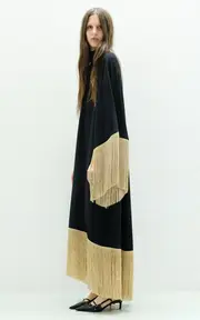 [FRANÇOISE] Exclusive Farrah Fringed Deadstock Crepe Caftan