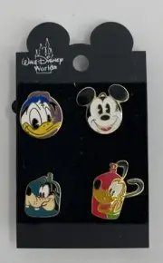 Mickey Goofy Donald Pluto Disney Official Trading 4 Pin Around the World Badge