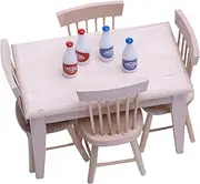Miniature Dollhouse Furniture and Accessories 1 12 Scale Dollhouse Miniature Furniture Wooden Dining Table Chair Bottles Model Set