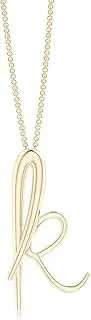[Angara] Natural Lowercase "K" Initial Pendant Necklace in 14ct Solid Gold for Women | Jewellery for Her