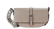 Patricia Nash Vilette Leather Chain-Link Shoulder Bag -Stone Gray & Dustbag NWT