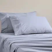 King Single 300TC Cotton Percale Sheet Set - Denim| Bnb Supplies