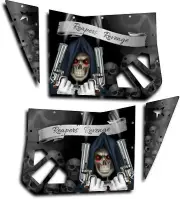 Blingstar Door Graphics Kit Polaris RZR 570, 800, 900 XP RZR S Grim Reaper Black