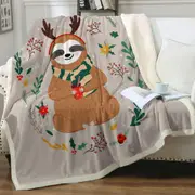 Cute and Funny Christmas Sloth Throw Blanket