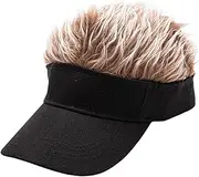 [Perfeclan] Men's Novelty Spiked Hair Visor Sun Funny Golf Cap Fake Wig Peaked Baseball Hat