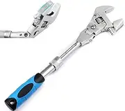 Flexhead Adjustable Wrench, 10" to 12" Ratcheting Crescent Wrenches with Retractable Extension Shank and 180⁰ Rotating Head Flex Head Ratchet Wrench Tool