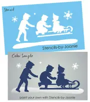 Stencil Winter Sledding Vintage Kids Snowflake Snow Day DIY Craft Art Signs