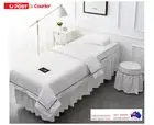 Beauty Bed Cover Salon Spa Massage Table Cover Set White Cotton 4P Set