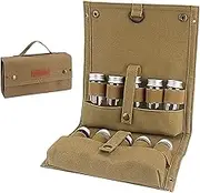 Travel Spice Kit, Portable Spice Bag with 10 Spice Jars, Canvas Seasoning Storage Bag Organizer, Seasoning Bottle Holder with Mini Condiment Bottle, Condiment Container Set for Outdoor Camping BBQ.