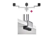 Atdec AWMS-3-13714 Triple Monitor Arms + 400mm Post / 12kg (26.5lb) Flat Screens, 10kg (22lb) Curved Screens + C Clamp Desk Fixing, Silver