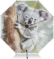 [RPLIFE] Cute Koala Bear Hanging Animal Compact Umbrella, Lightweight Durable Automatic Open/close Umbrella for Women, Travel Umbrellas for Rain and Sun