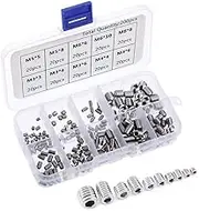 Yakamoz Allen Head Screw, Set of 200Pcs M3 M4 M5 M6 M8 Hex Allen Head Socket Grub Screw Stainless Steel Cup Point Metric Screws Assortment Fasteners Kits