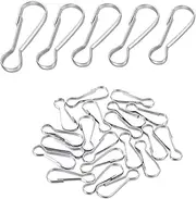 Metal Lanyard Snap Hooks, 50Pcs Spring Clips Hooks DIY Lanyard Hook for Grommet Flag Socks Clothesline Key Chain(30mm)