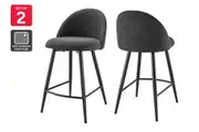 Set of 2 Shangri-La Charley Curved Back Bar Stools (Black/Black)