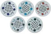 Soap tray Stone 4" Handmade Natural gemstone inlay work soap holder Gift Décor