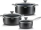 Induction Cookware Set 6-Piece, Pots and Pans Set with Non-Stick Ceramic Coating