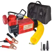 Portable 12V Air Compressor Pump, 150PSI Red Tire Inflator, Heavy Duty Auto A...
