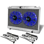 ECLIPSE 2G TURBO MT/MANUAL TWO ROW/CORE ALUMINUM CHROME RADIATOR+10" BLUE FANS (for: Mitsubishi)