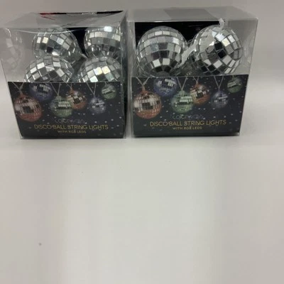 Color Changing DISCO BALL STRING LIGHTS RGB LEDs Battery Operated 2-packs