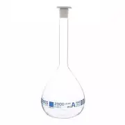 Eisco Volumetric Flask 2000mL - Boro Glass, PE Stopper, QR Code Calibration Cert