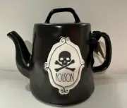 Rae Dunn BLACK Poison TEAPOT Halloween Ceramic New with TAGS Skull & Crossbones