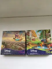 NEW Thomas Kinkade Disney Aladdin & Winnie the Pooh - 2 Puzzles 750 Pieces Ceaco