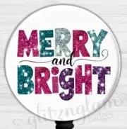 Merry & Bright Christmas Badge Holder, Holiday Retractable Badge Reel - GG6672