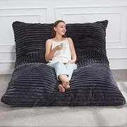 Hobestluk 3 in 1 Bean Bag Chair Giant Bean Bag Chairs Convertible Bean Bag Bed with Machine Washable Cover, Beanbag Chairs for Adult (Dark Grey)