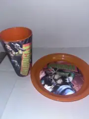 Teenage Mutant Ninja 3 D Michelangelo Turtle 2pc Plate & Cup Set Nickelodeon NEW