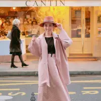在飛比找蝦皮購物優惠-我的巴黎小衣櫥 社團限定 想要想要 粉紅色寬袖大衣 全新轉售