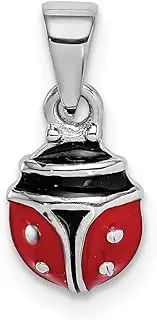 [JewelryWeb] 925 Sterling Silver Rhodium Plated Teen Enameled Lady Bug Pendant Necklace 8.25x6.74mm Wide
