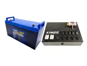 KINGS 138Ah AGM Deep Cycle Battery Caravan Car + 12v Control Box Offroad 12V 4WD