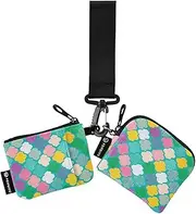 [Amooorous] Abstract Patterns with Colorful Designs Dual Coin Purse Credit Card Holder Wallet Large Capacity Wristlet Wallet Key Holder with Wristlet Strap for Woman 2 Packs, Abstract patterns with colorful,