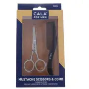 Cala For Men Mustache Scissors & Comb Set - Premium Quality Grooming Tools