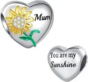 [LSxAB] Sunflower You are My Sunshine Charm for Mum Nana Friend Compatible with Pandora Charms Bracelets