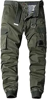 [JEShifangjiusu] Mens Multi Pockets Cargo Pants Hiking Combat Work Outdoor Trousers Casual Slim Straight Fit Sweatpants, Army Greena2, 34