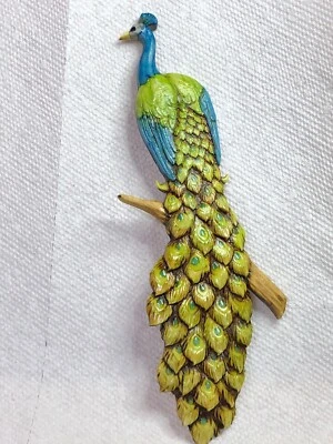 Harmony Kingdom Art Neil Eyre Designs Peacock bird feather DOUBLE magnet 7” long