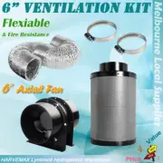 Hydroponics 4"/5"/6" Fan Ducting Carbon Filter Ventilation Kit For Grow Tent