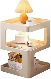 [Avenora] Bedside table,Metal Bedside Table,Modern minimalist bedroom small-sized luxury alternative creative bedside storage rack bedside table. (White)