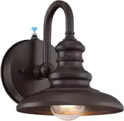LONEDRUID Brown Gooseneck Barn Light, Dusk to Dawn Outdoor Wall Sconce