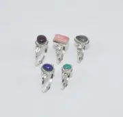 WHOLESALE 5PC 925 SOLID STERLING SILVER LABRADORITE ANDMIX STONE RING LOT O T88