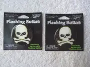 Paper Art Set Of 2 " NEW " Flashing Skull Buttons " GREAT FOR PARTYS,HALLOWEEN,