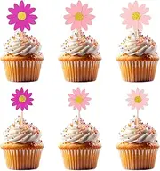 24 Pcs Daisy Cupcake Toppers Flower Cupcake Toppers Daisy Cake Decorations Baby Shower Cupcakes Topper Girl Flower Toothpicks Spring Daisies Cake Picks for Birthday Wedding Supplies(Pink, purple)