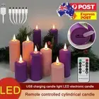 USB Rechargeable LED Candles Timer Pink Flameless Candle Dimmable with USB Cable