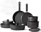 21Pcs Detachable Handle Pots and Pan Set, Nonstick Induction Cookware, Removable