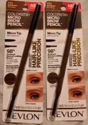 2X Revlon Colorstay Micro Brow Pencil with Spoolie Brush 453 Soft Brown